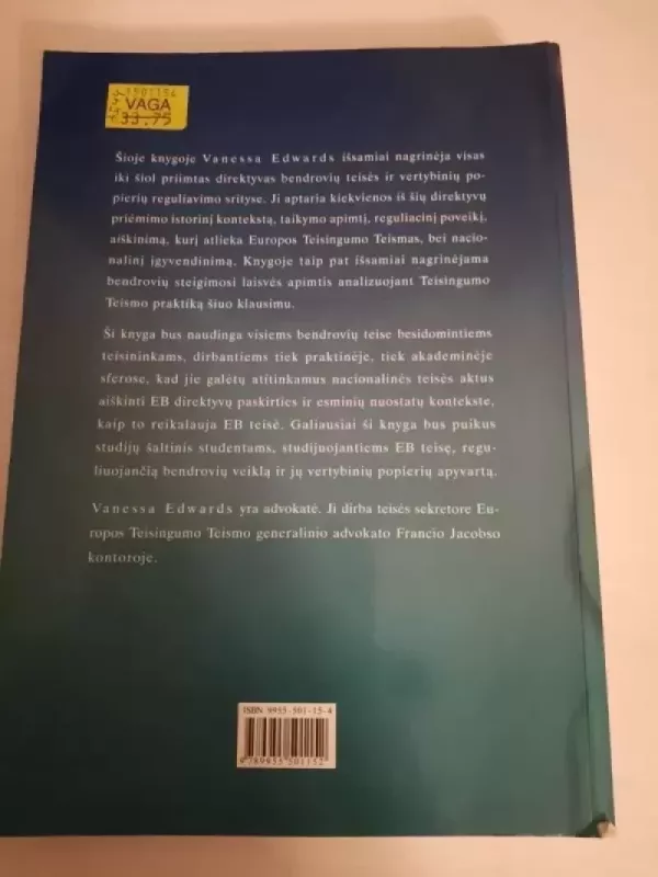 Europos Sąjungos bendrovių teisė - Vanessa Edwards, knyga 3