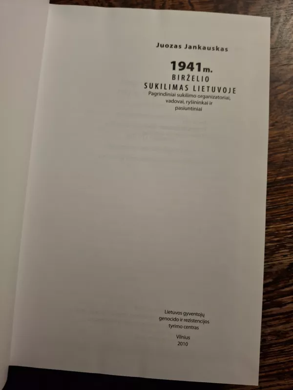 1941 m. birželio sukilimas Lietuvoje - Juozas Jankauskas, knyga 3