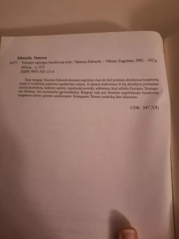 Europos Sąjungos bendrovių teisė - Vanessa Edwards, knyga 4