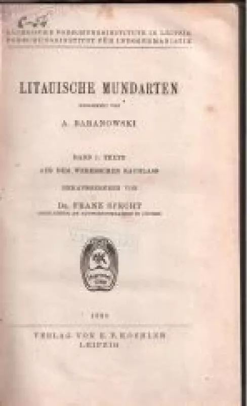 Litauische mundarten gesammelt - A. Baranowski, knyga