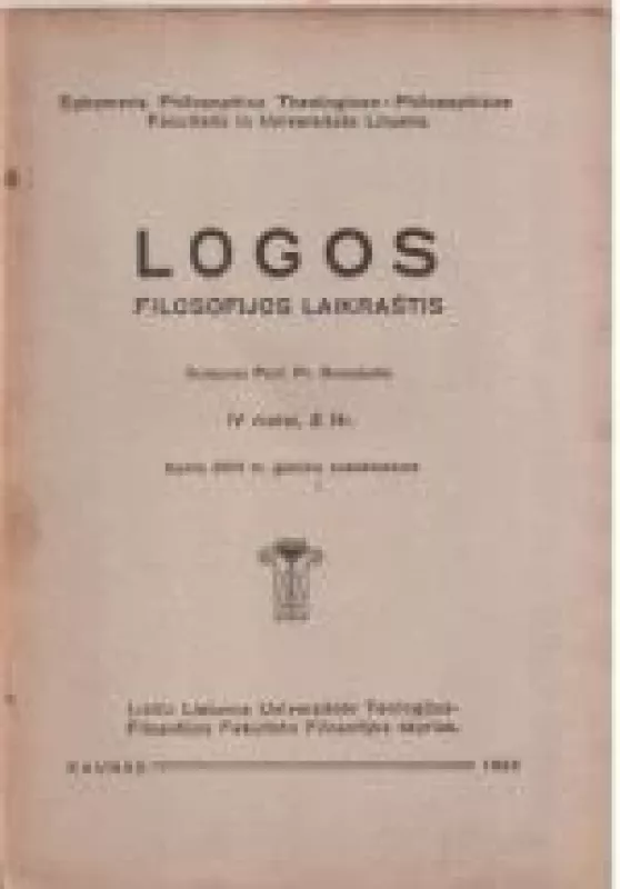 Logos : filosofijos laikraštis - Pr. Dovydaitis, knyga