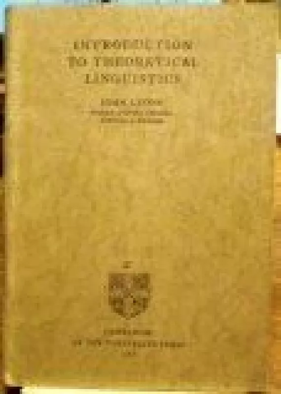 Introduction to theoretical linguistics (part 2) - John Lyons, knyga