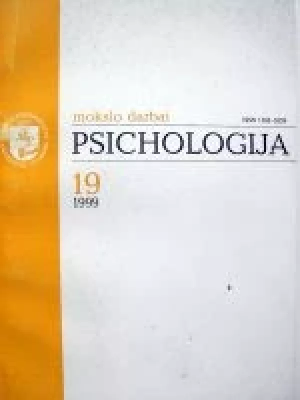 Psichologija: mokslo darbai 19/1999 - Autorių Kolektyvas, knyga