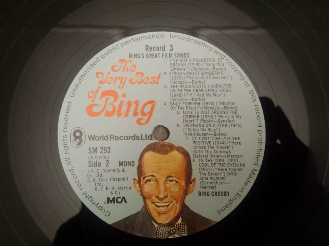 3 Bing's Great Film Songs - Film Songs, plokštelė 2
