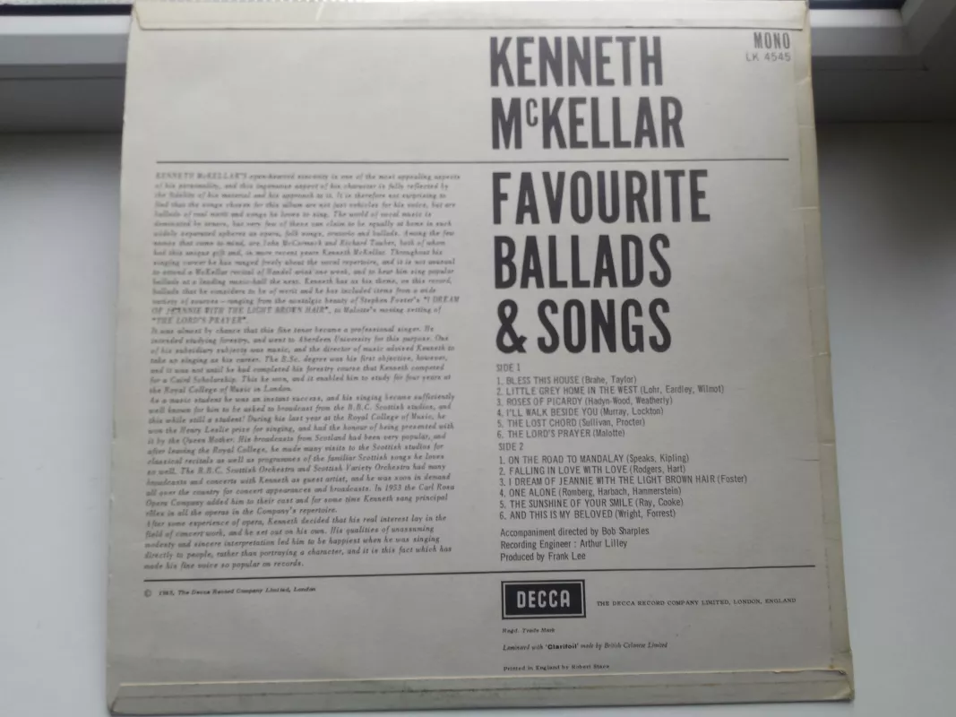 Favourite Ballads and Songs - Keneth McKellar, plokštelė 2