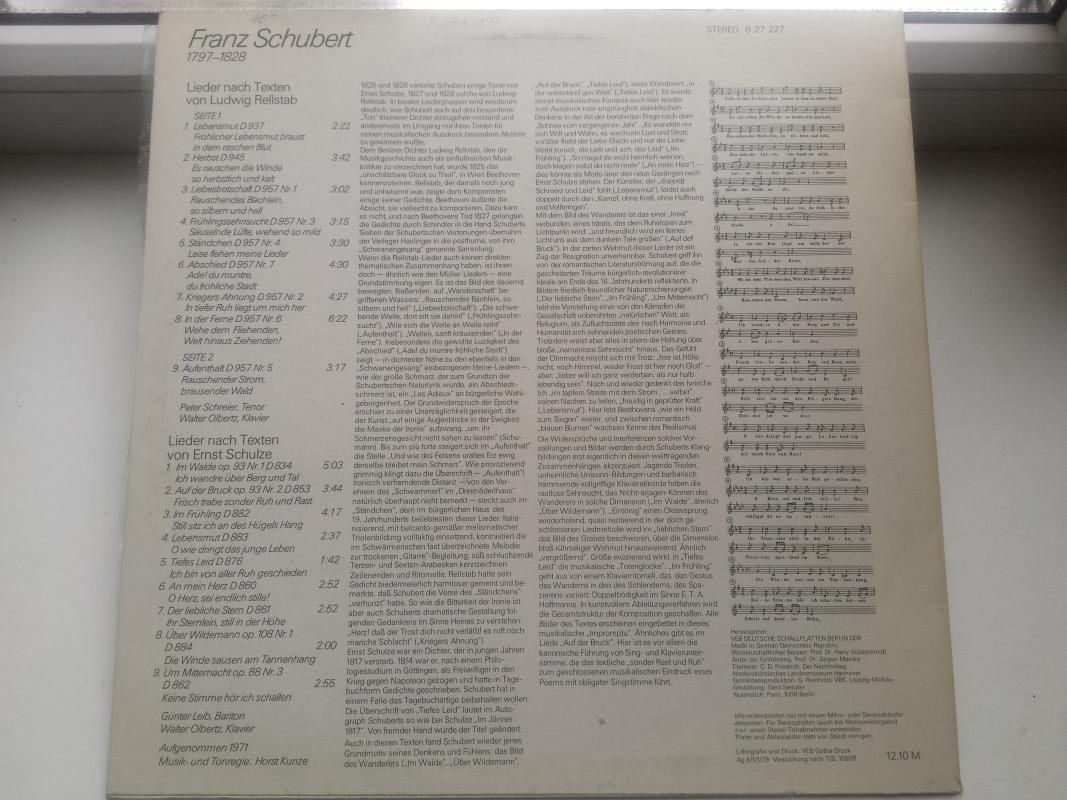 Lieder nach Rellstab und Ernst Schulze - Franz Schubert, plokštelė 3