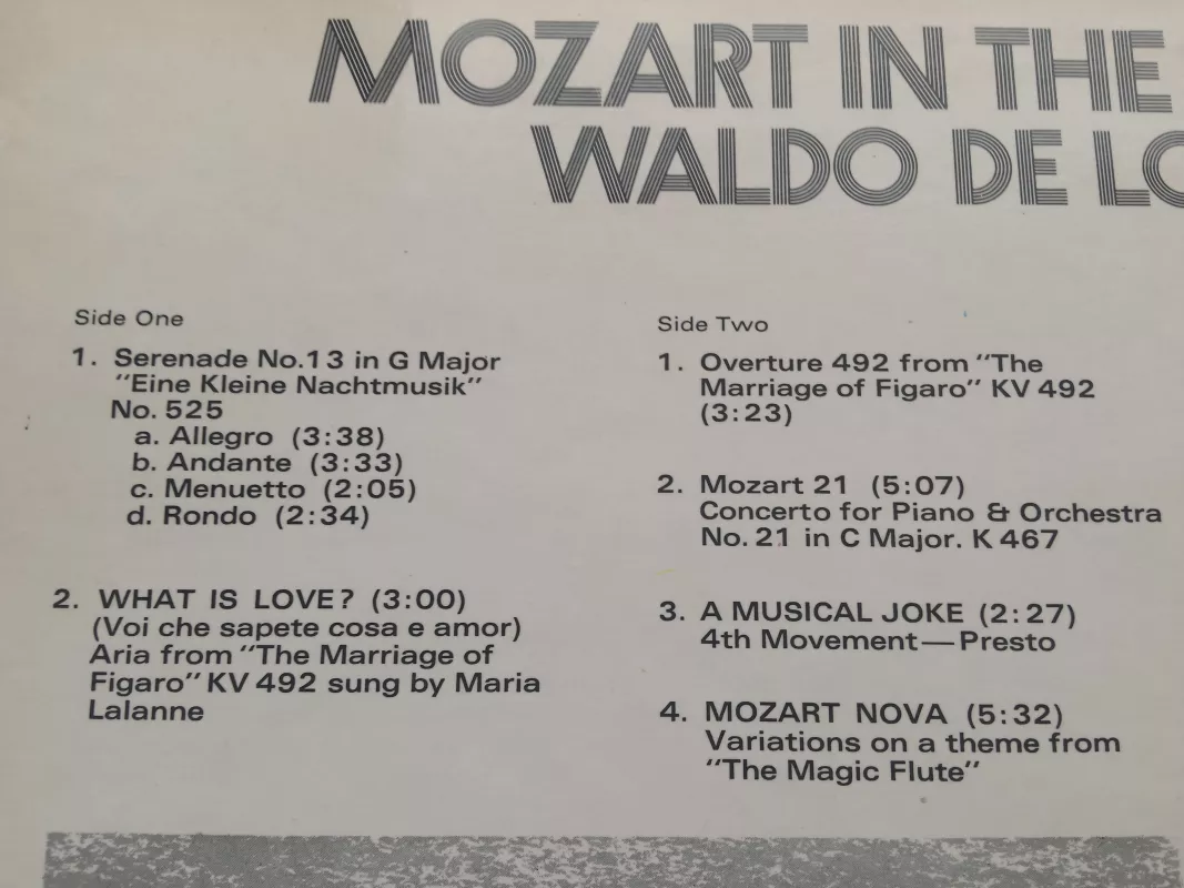 Waldo de los rios - Wolfgang Amadeus Mozart, plokštelė 2