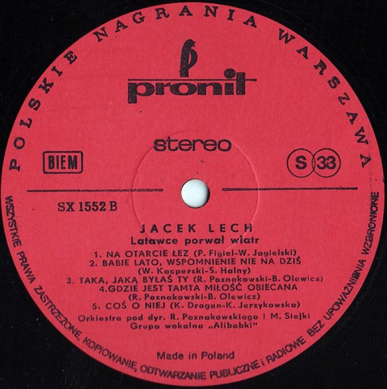 Latawce Porwał Wiatr - Jacek Lech, plokštelė