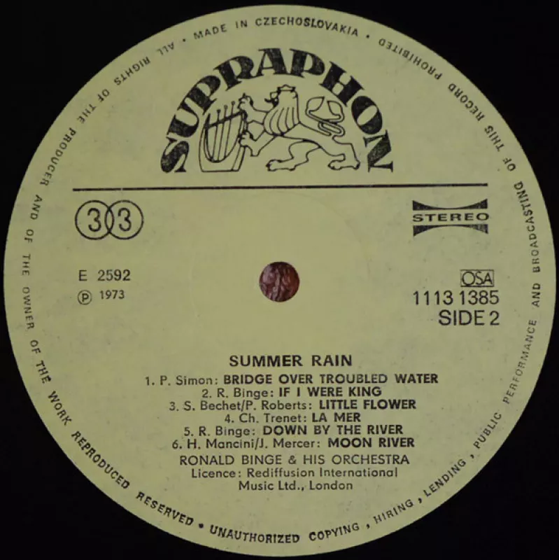 Summer Rain - Ronald Binge & His Orchestra, plokštelė