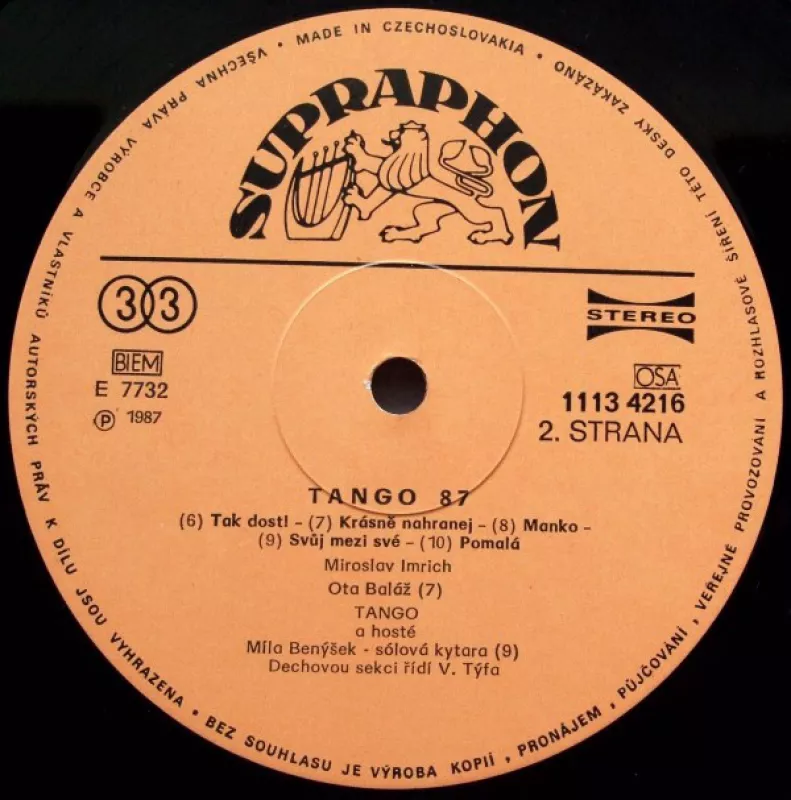 Tango '87 - Tango 6, plokštelė