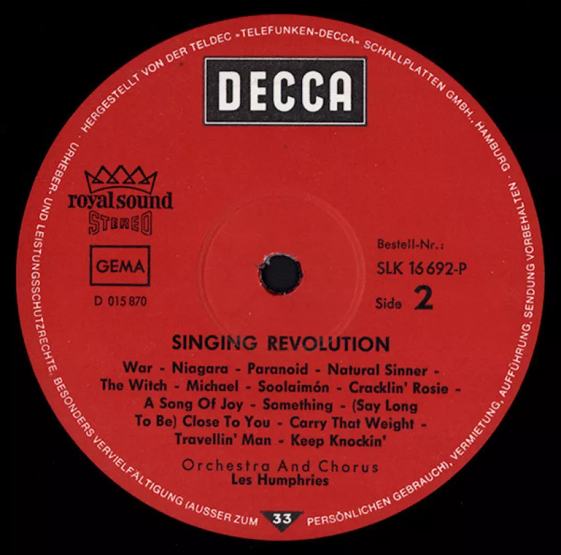 Singing Revolution - Orchester Les Humphries, plokštelė